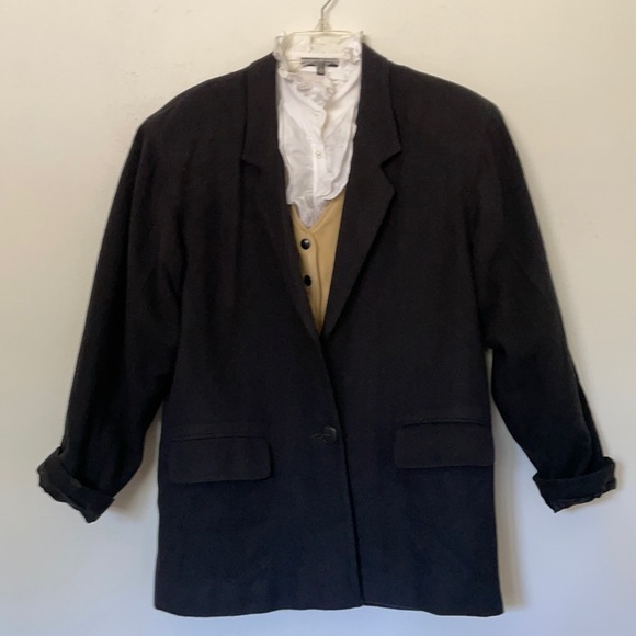 Vintage Adolfo Black Wool Blend Oversized Blazer - Picture 5 of 8